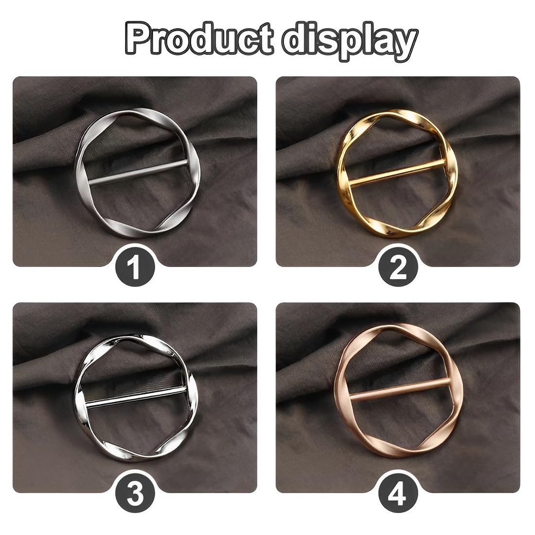 6 pièces boucle de ceinture en métal pour femme, T-shirt clip, boucle, anneau foulard en soie, ourlet nœud chemise pince à cravate, boucles et fermoirs pour filles