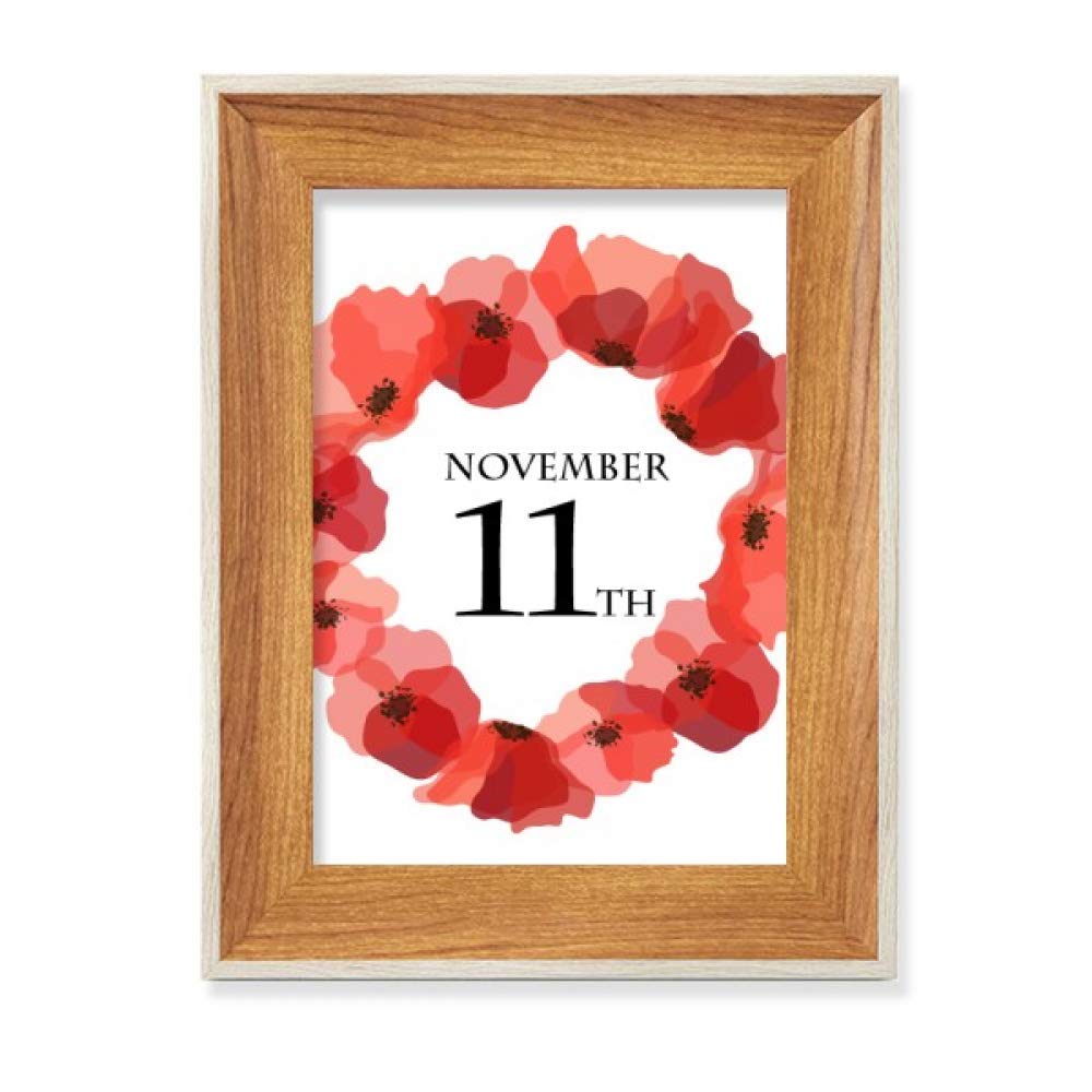 Cadre photo bois Jour du Souvenir avec motif maïs Poppy Garland pour bureau