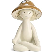 Meditation Mushroom Figurine Resin - Yoga Mushroom Statue for Desk Shelf Garden Decor, Cute Zen Mushroom Sculpture Figurine for Home Office Patio Decoration Gift