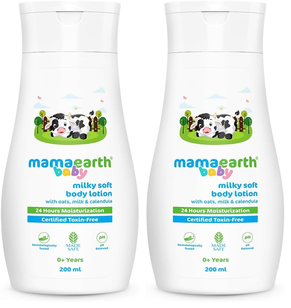 Mamaearth Milky Soft Body Lotion for Babies with Oats, Milk & Calendula – 200ml| Deeply Nourishes Skin | 24-Hour Moisturization | Travel-friendly Pack (Pack of 2)-image-30