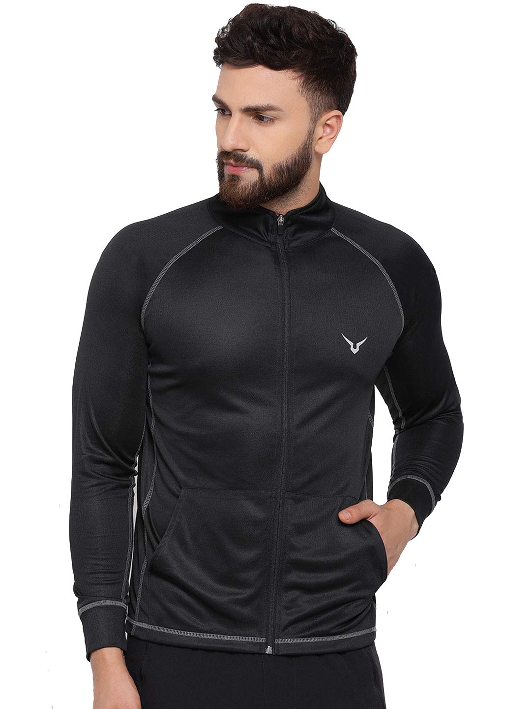 Men’s Athleisure Gym Yoga Training Workout Contrast Line Jacket