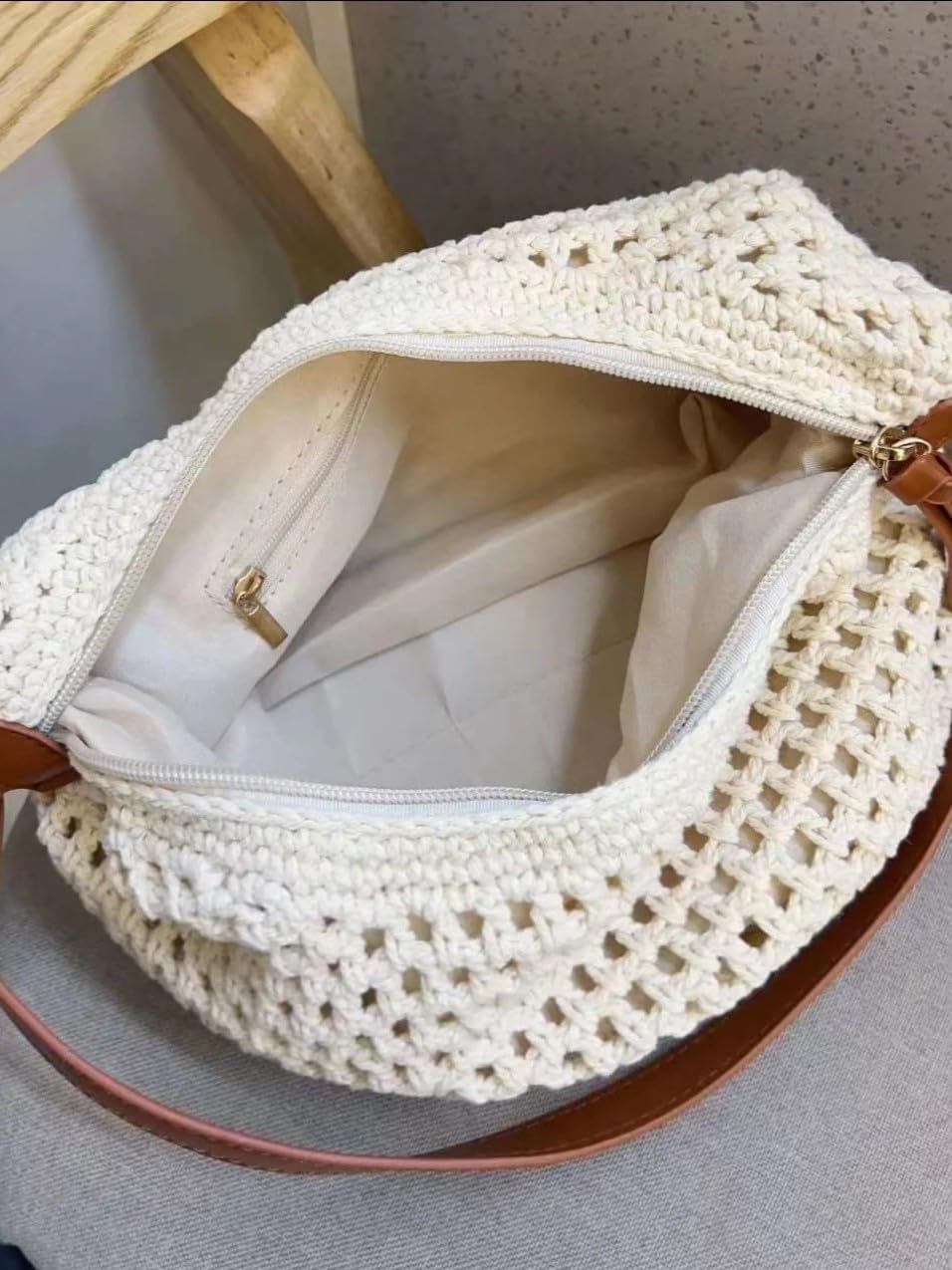 Ulisty Women Small Cotton Crochet String Bag Handwoven Summer Beach Bag Knitted Vacation Shoulder Bag Purse Handbag