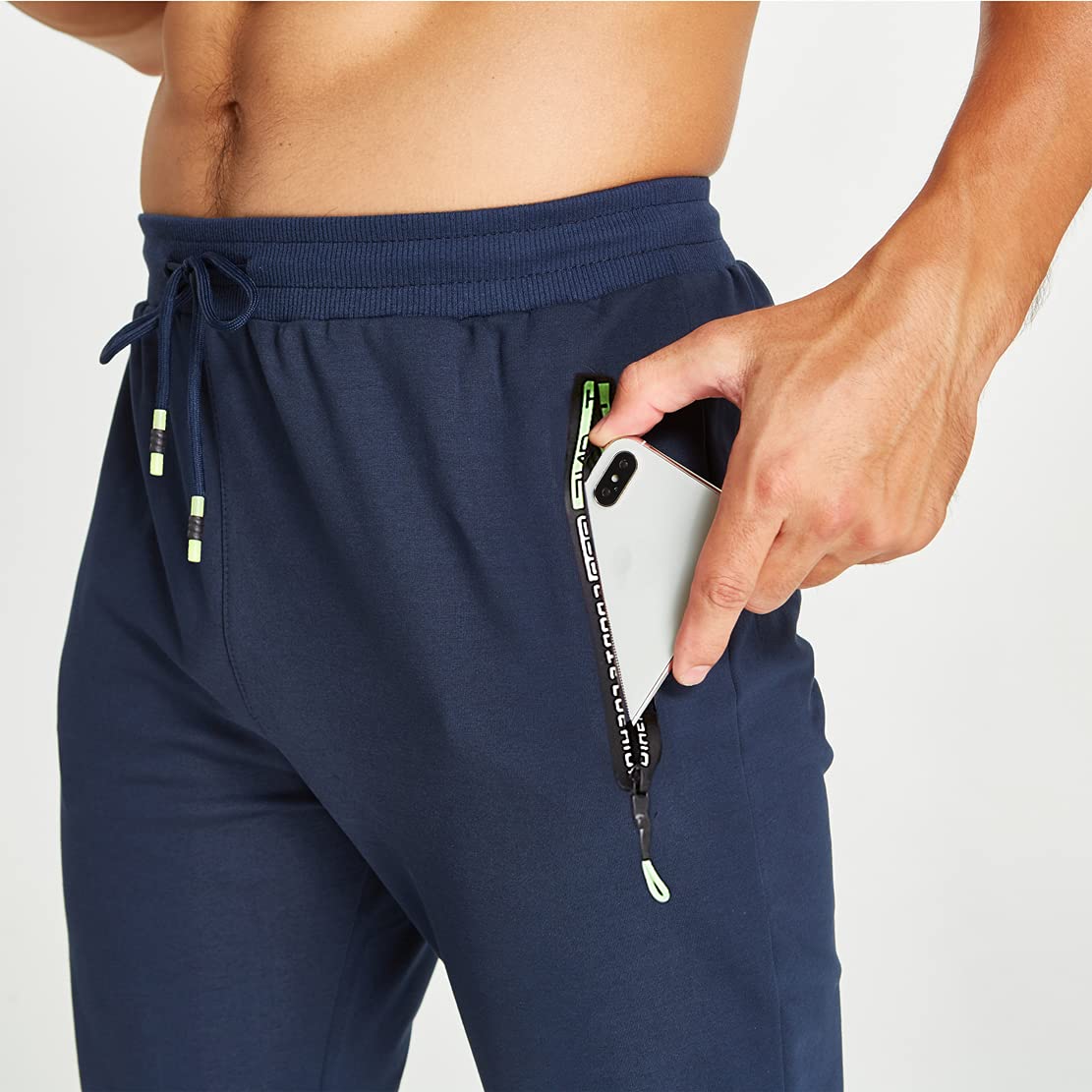 ZOXOZ Pantaloni Sportivi Uomo Cotone con Elastico in Vita con Tasche Zip