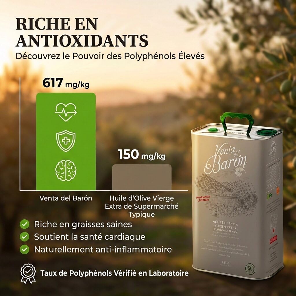 Venta del Baron 2,5 litres- huile d'olive extra vierge Hojiblanca et Picual - Appellation d'Origine Priego de Cordoba