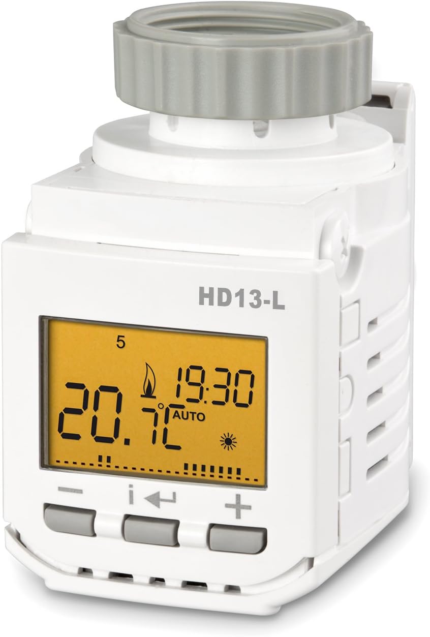 Elektrobock HD13-L Programmable Radiator Thermostat, White, Compact
