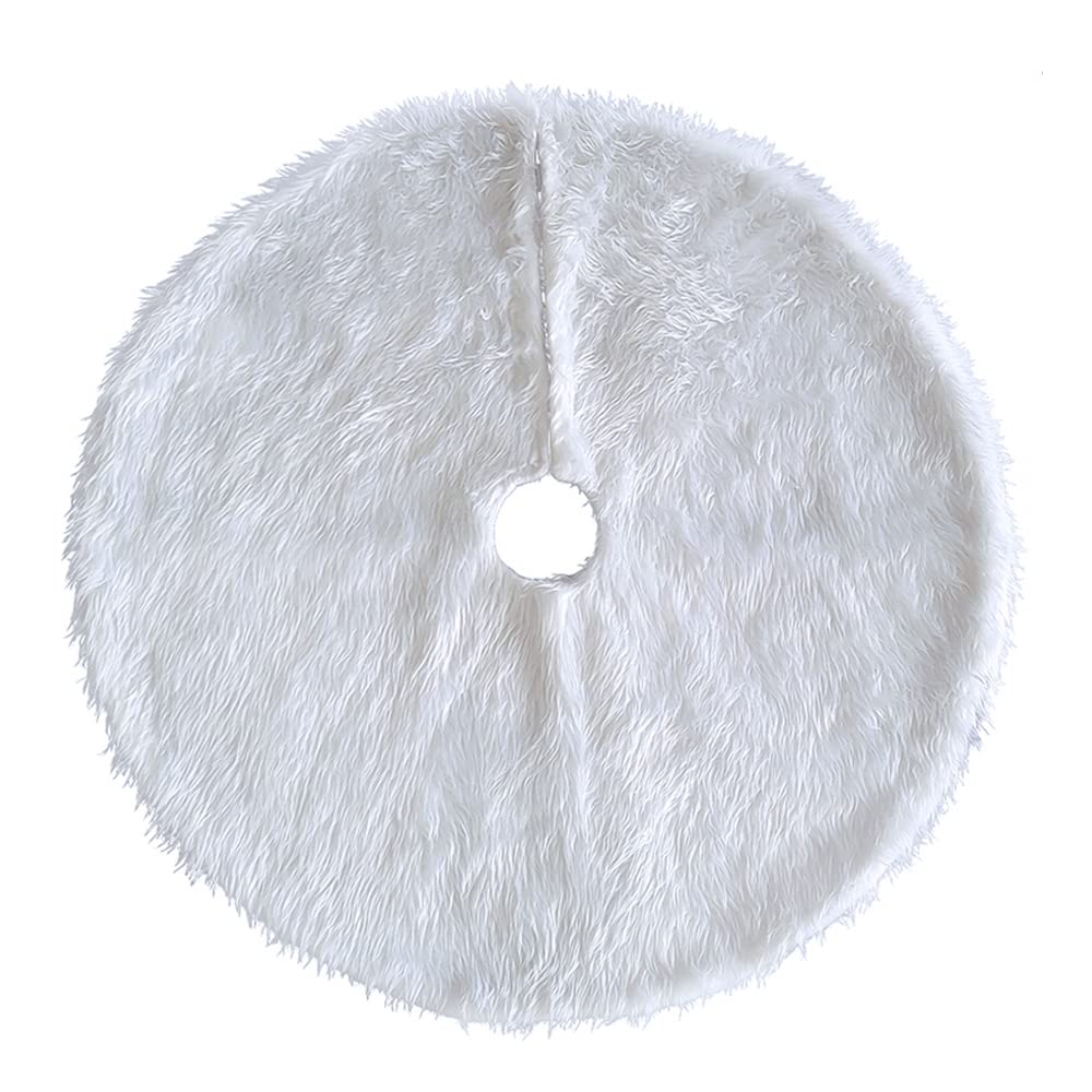 CMFTGDS 28/35/48/60 inch Christmas Tree Collar,Plush Skirt Snowy White Plush Velvet Mat for Xmas Tree collar Decorations and Ornaments Merry Christmas & New Year Party Holiday Home Decor (70CM/28inch)