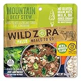 Wild Zora Paleo Meals To Go - Mountain Beef Stew - 100% Grass Fed Beef - Freeze Dried Meal for Backpacking and Camping - AIP Friendly, Gluten Free, Dairy Free, High Protein Meal - (Single Serving)