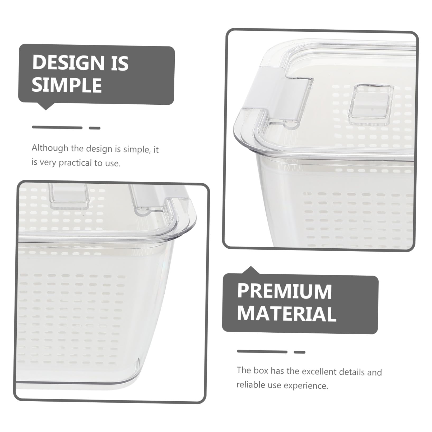 Frischhaltedose mit Ablaufsieb Küchen Aufbewahrungsbox Bpa frei Luftdicht Frischebox für Obst Gemüse Kühlschrank Organizer Platzsparend Weiß