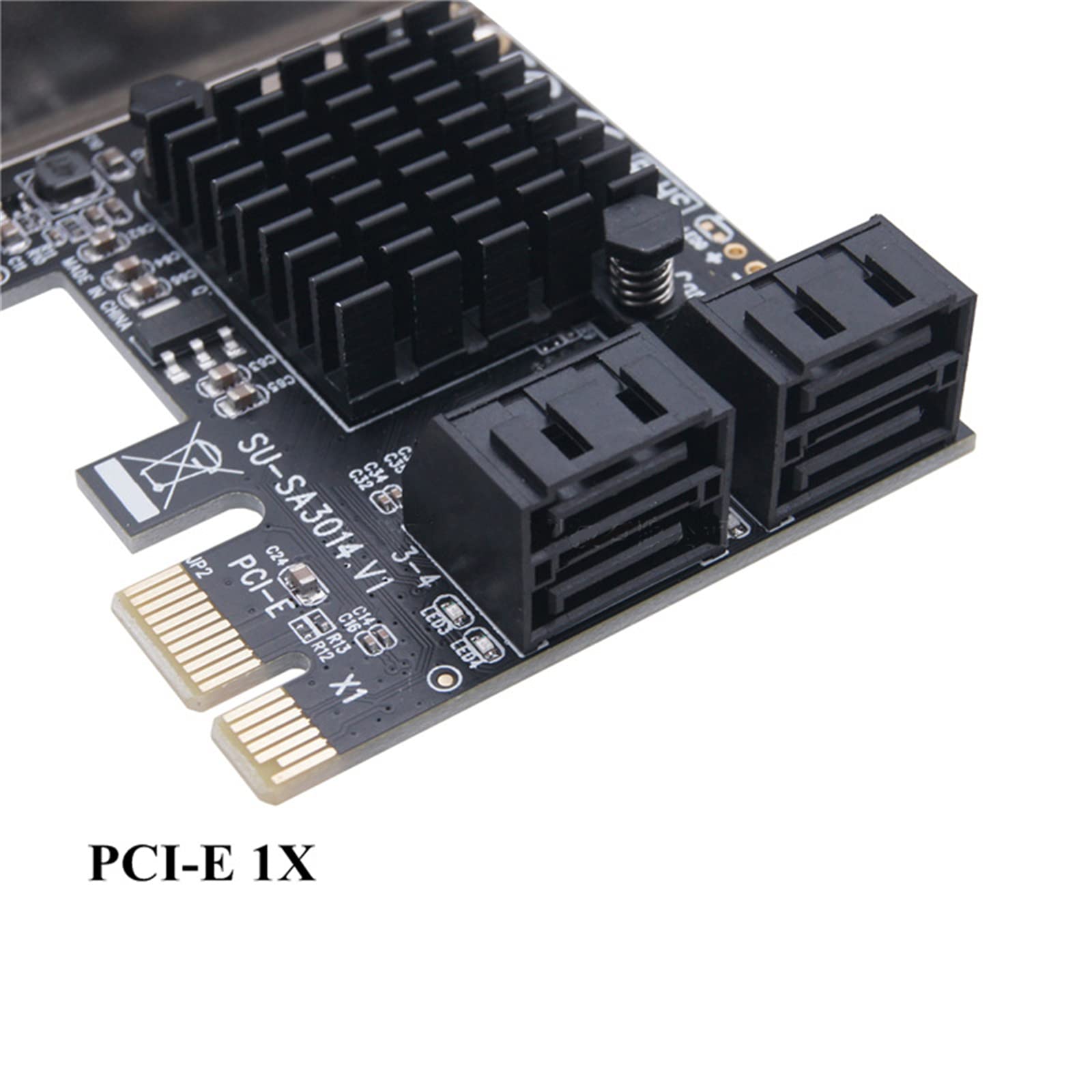 WANGCL Karta PCIE SATA 4 porty 6 Gbps SATA 3.0 Karta PCIE z 4 kablami SATA Uchwyt montażowy i radiatory