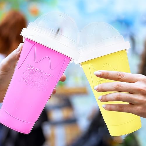Miniatura 7 de Slushie Maker - Taza mágica para batido de congelación rápida, taza de silicona de doble capa para apretar, enfriador de verano, batido de leche