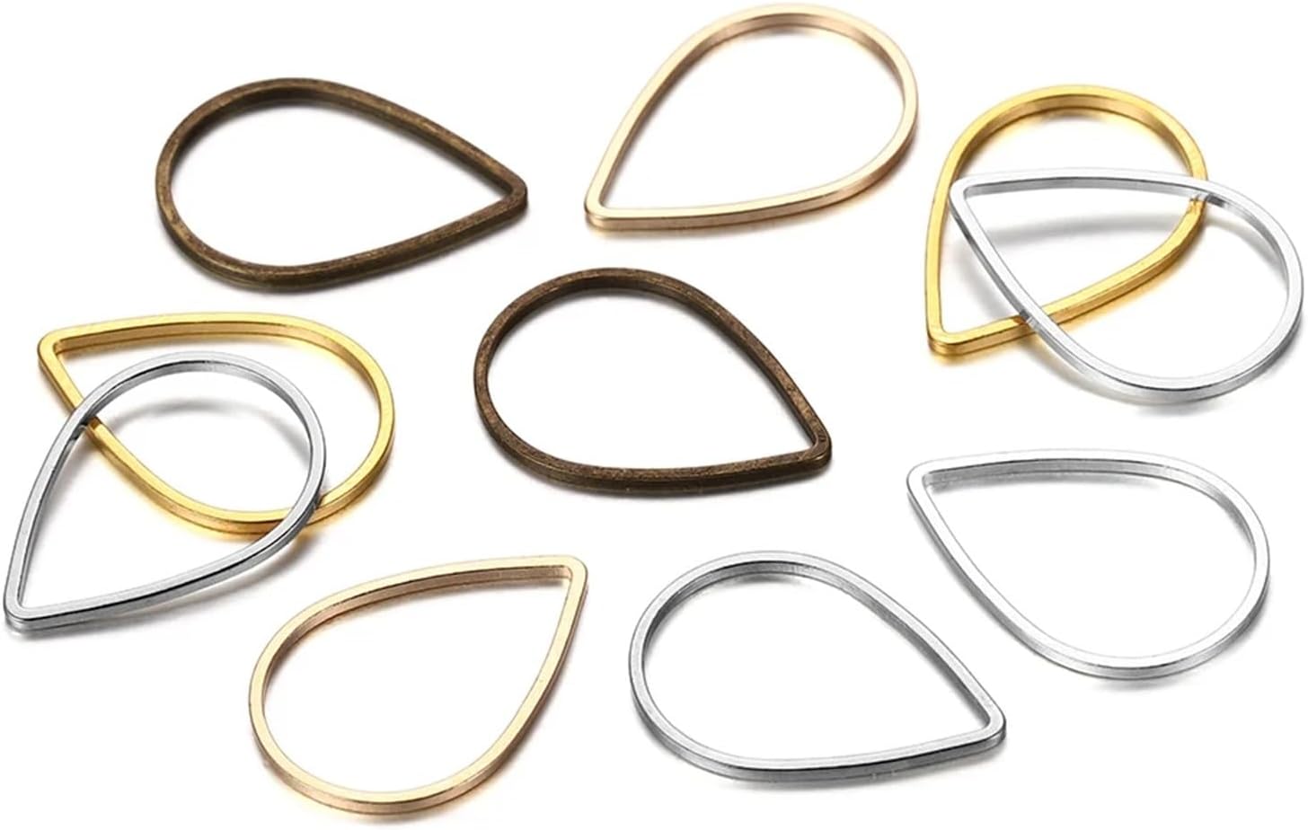 Colored Metal Jump Rings 300Pcs Waterdrop Teardrop Link Charm Connectors Closed Jump Rings for DIY Earring Finding Jewelry Making Accessories Supplies(Bronze,31 x 22mm)