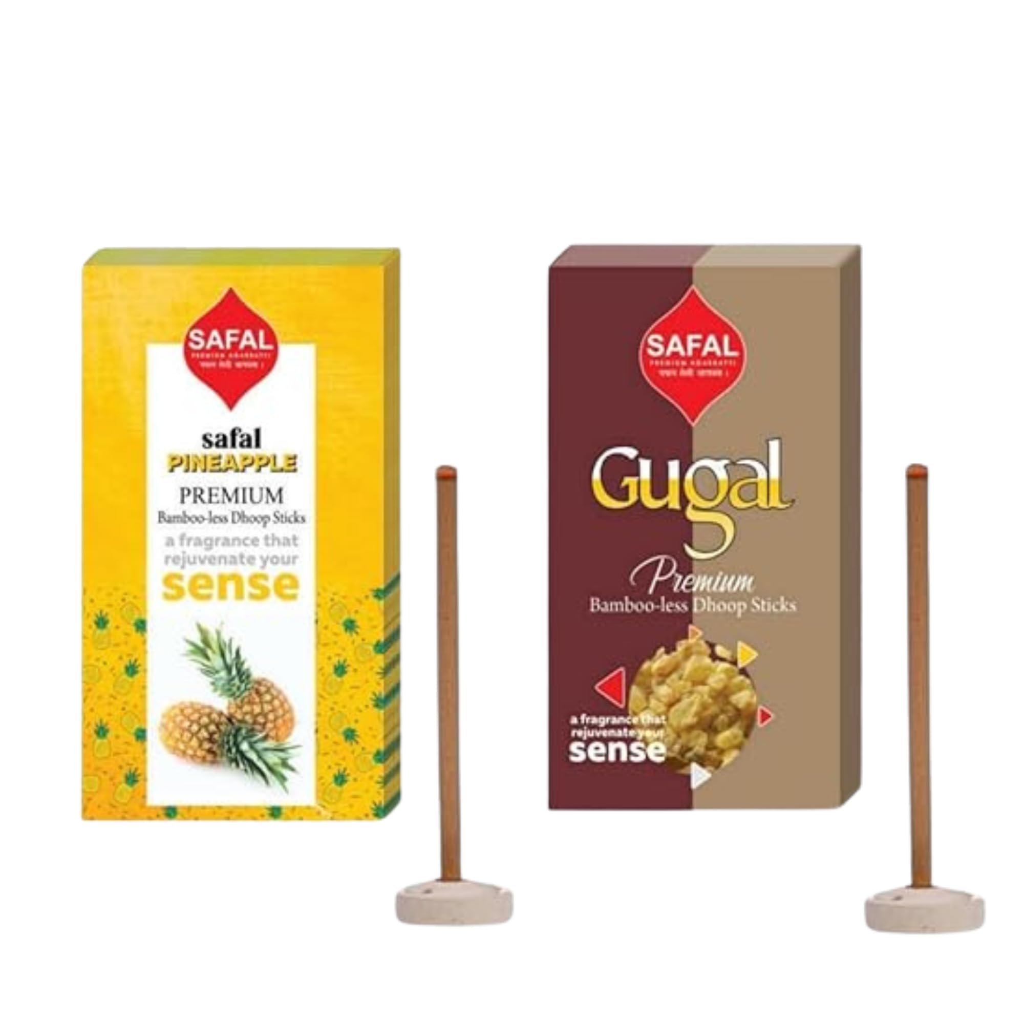 SAFAL Dhoop Sticks for Pooja | 240 Premium Dhoop Sticks | dhoopbatti | Pack of 2 (2x120 Sticks) | Long-Lasting Aroma | Charcoal Free Incense Sticks | 2x120 Sticks | (Pineapple, GUGAL)-image-27