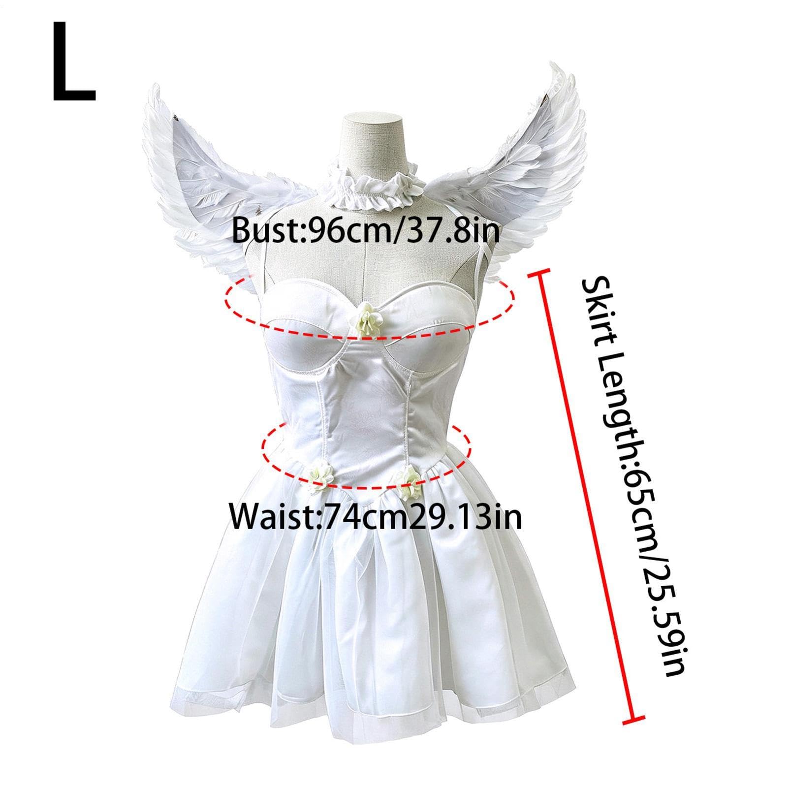 Engelskostüm Damen Verung Halloween Cosplay weiße Beung mit Handschuhen