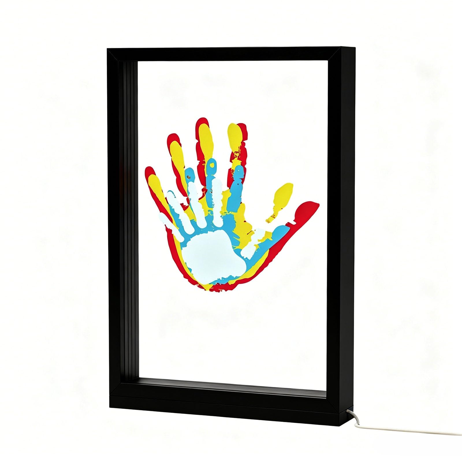 Marco de fotos con luz LED cálida y pantalla alimentada por USB para recuerdos familiares, decoración del hogar, marco de fotos con huella de mano, LED USB