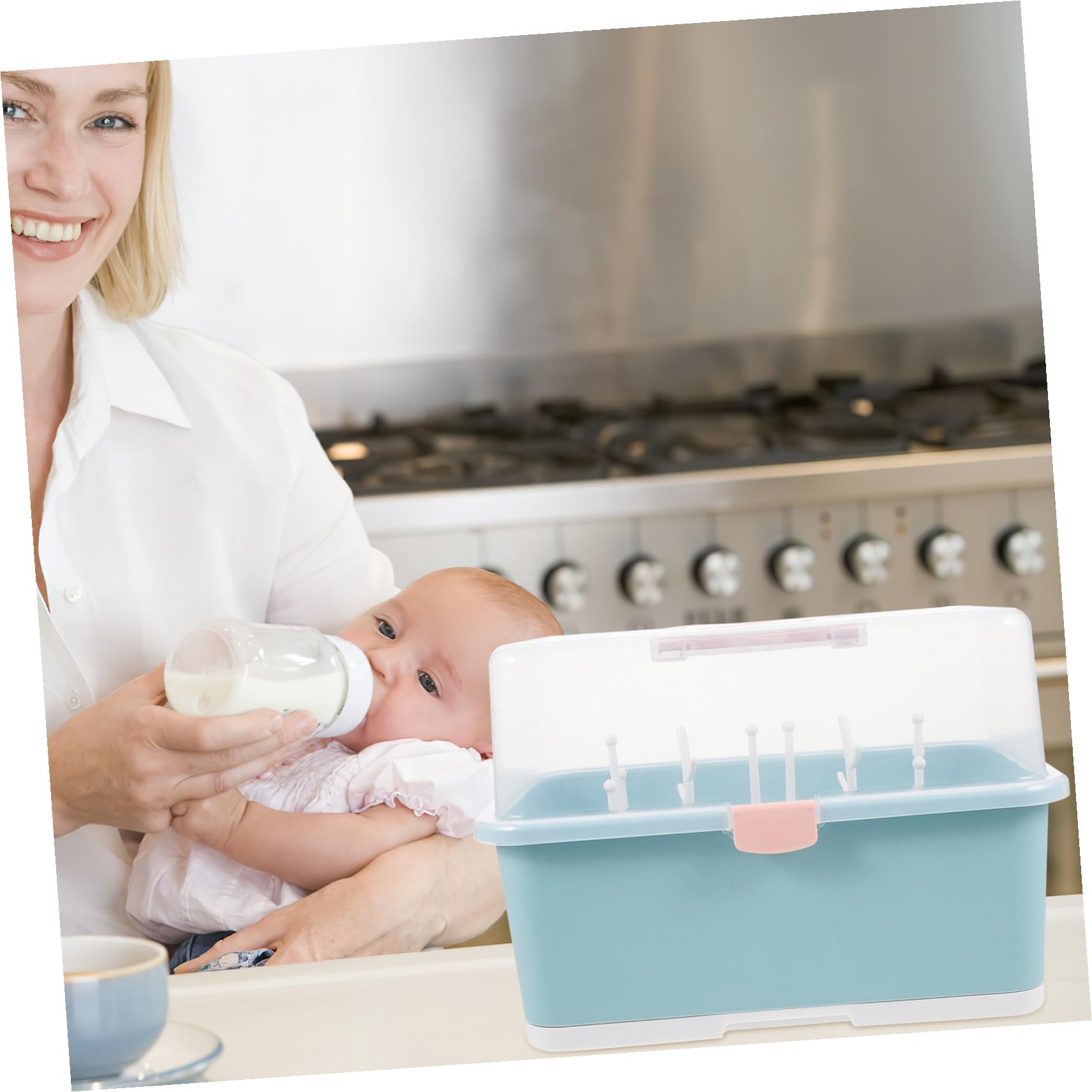 FRCOLOR Babyflaschen Trockenbox mit Abtropfhalter für Babyflaschen und Schnuller Große Aufbewahrungsbox aus Robustem Kunststoff Frei Stillzubehör für Babypflege und Babypflege