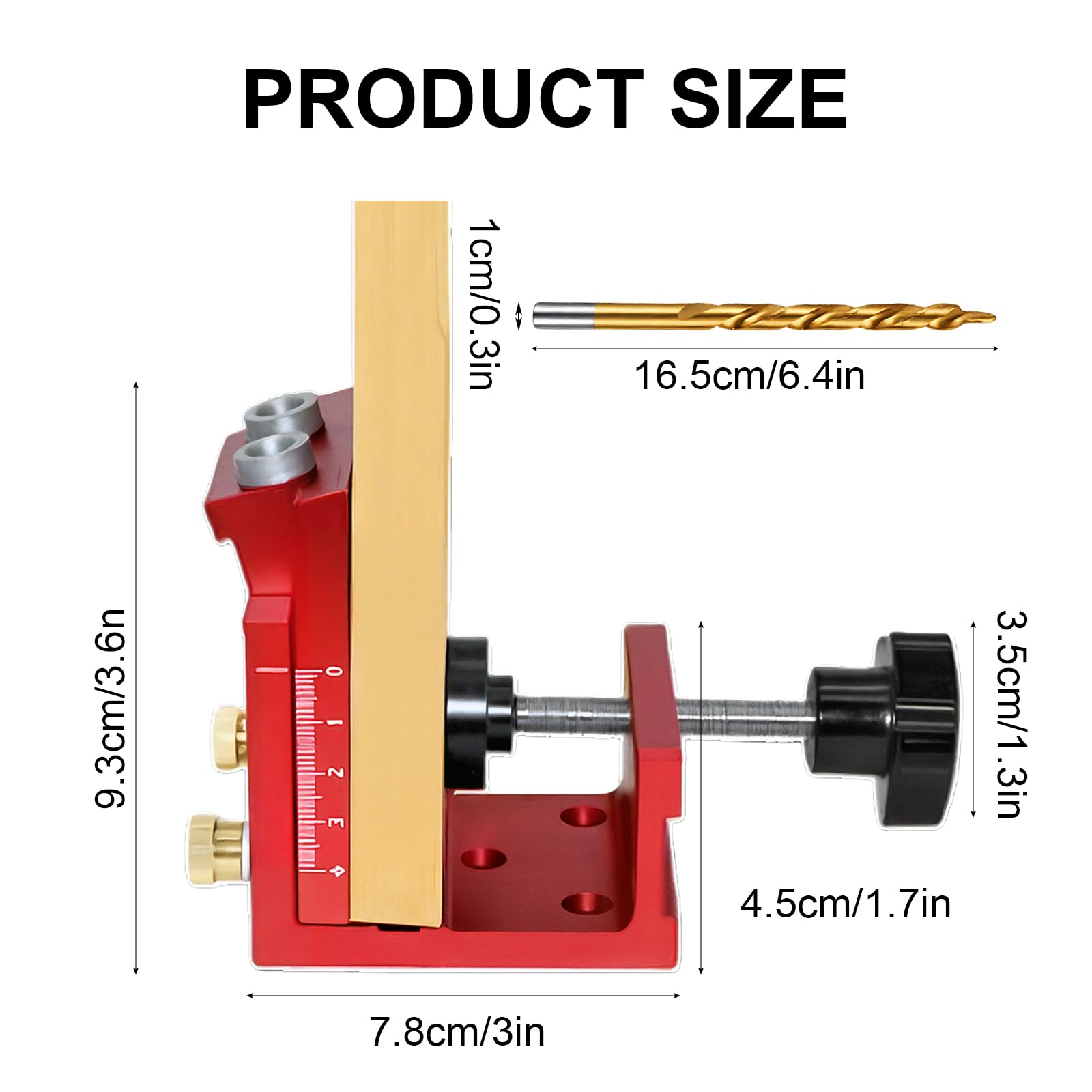 Kit De Gabarit De Trou De Poche: Adjustable Kit D'outils De Gabarit De Percage Oblique, Positionneur De Trou Oblique Avec Mèche De φ9mm, Ajustable Guide De Percage Pour Travail Du Bois (Rouge)
