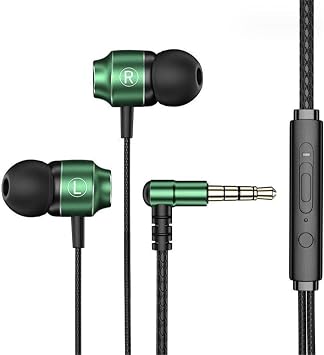 Wired Earbuds with Microphone, 0.14 inch 3.5 mm, Gaming Earphones, HIFI Sound Quality, Earphones, Mic, Volume Adjustment, Deep Bass, Phone Calls, Wired Earphones, PC Earphones, Green