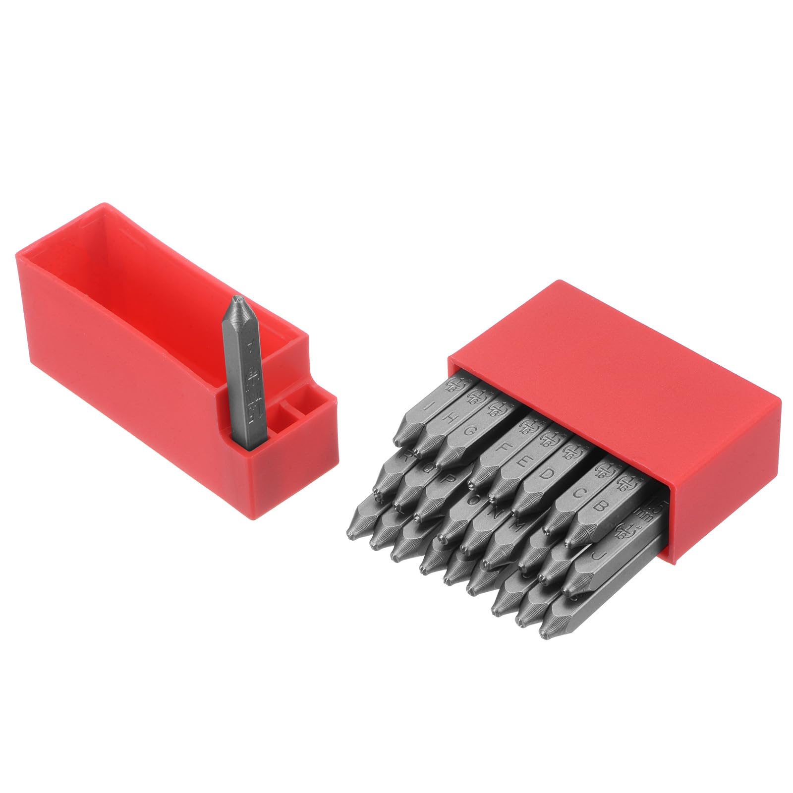 QUARKZMAN Set 27 Pz Timbri Per Lettere E Numeri 1,5 Mm - Punzoni In Acciaio Per Metallo, Plastica, Legno E Pelle, Con Astuccio Portatile