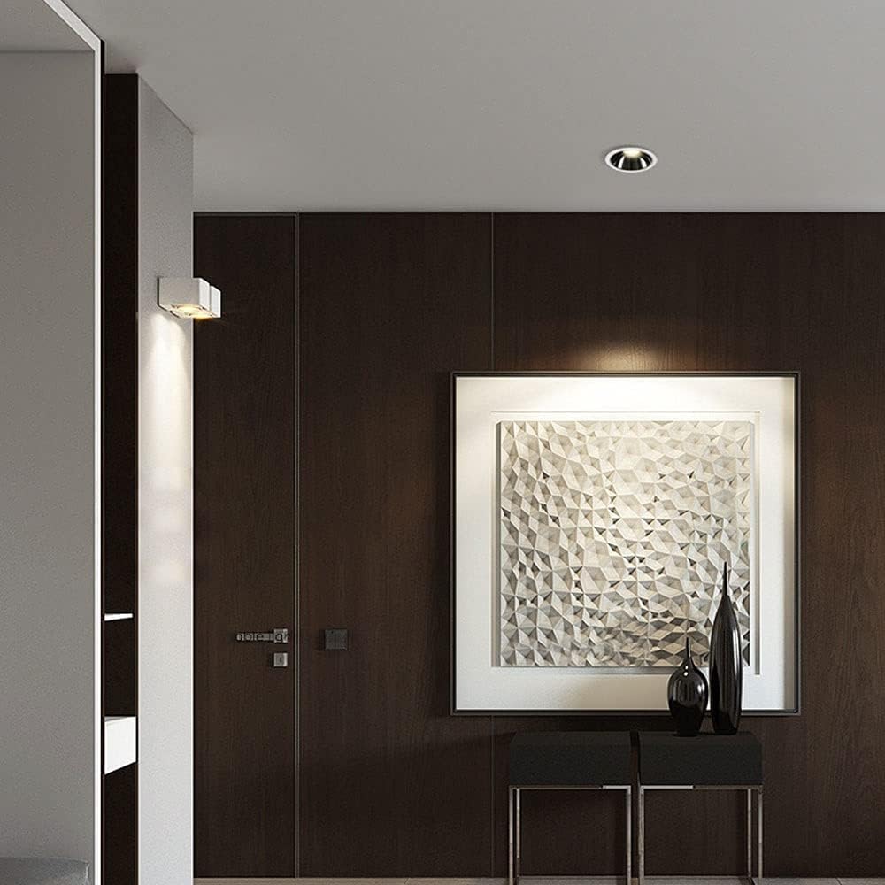 White LED Bedroom Living Room Ceiling Spotlight Recessed Downlight Accent Spots Lamp, Modern Directional Spotlights Hallway Flush Mount Ceiling Lighting Fixture for Kitchen Living Room Foyer