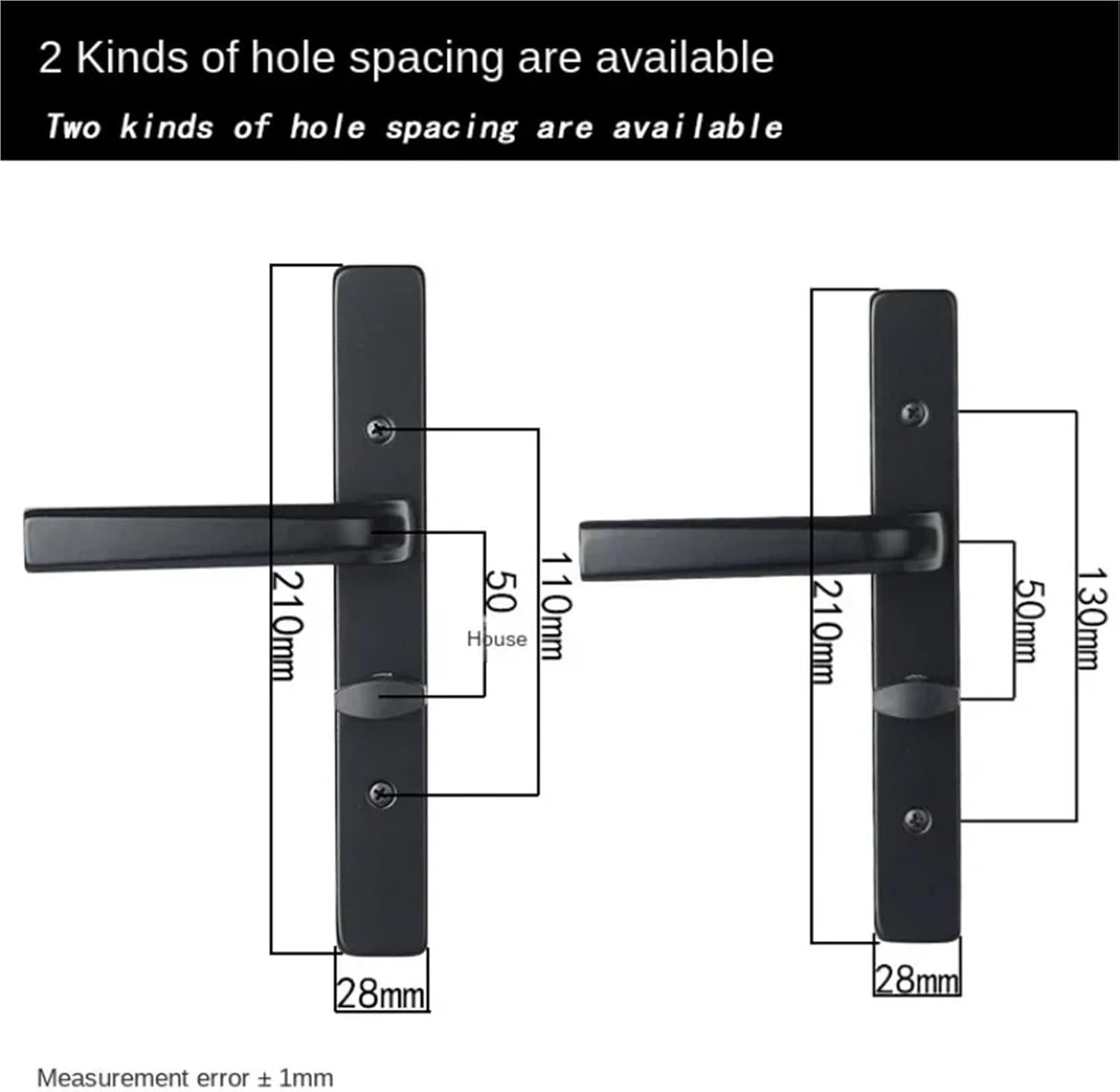 Black Narrow Edged Door Frame Single Tongue Handle Lock 1Pcs(E)