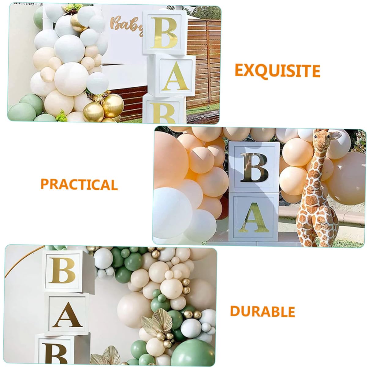 Caja de Globos Blanco y Verde, 1 Juego, Papel, Baby Shower