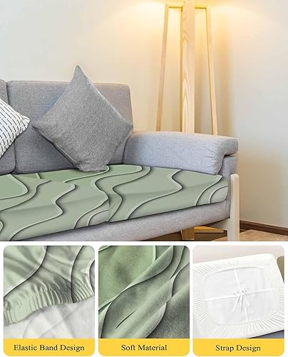 Miniatura 4 de Fundas de cojín elásticas geométricas de color verde salvia para sofá, seccional, individual, en forma de L, funda protectora para muebles con parte