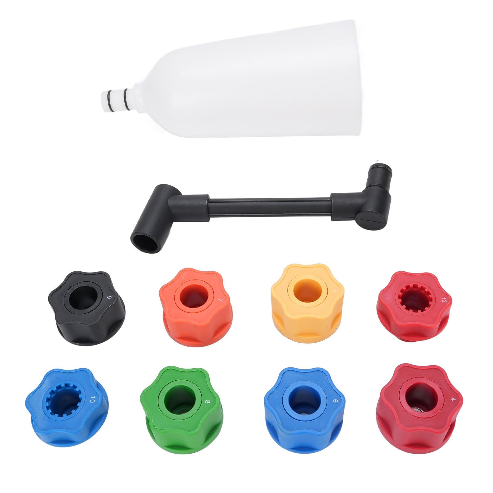 Dilwe Juego de Embudo de Aceite de Motor, Kit de Embudo Dispensador de Aceite de Motor Automotriz de Nailon y Acero, 10 Piezas con 8 Adaptadores, Tubo Compensado a Prueba de Derrames para de,