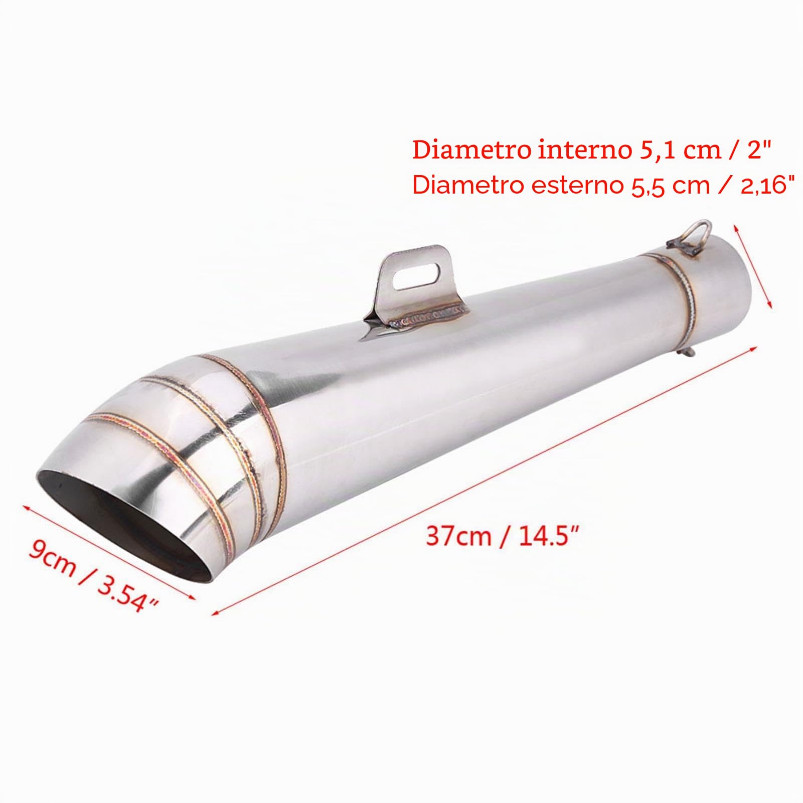 Terminale di Scarico del Motore del Tubo di Scarico in Acciaio Inossidabile per Motocicli Universali con Silenziatore per la Maggior Parte delle Motociclette/Moto Cross/Scooter con Modelli di D