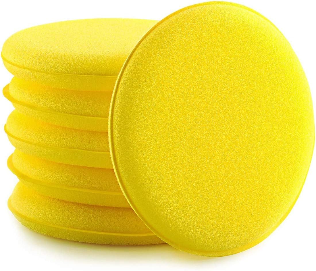 MOTRK Car Wax Applicator Pads, 6 Pieces Microfiber Applicator Ultra-Soft Car Polishing Pad Microfiber Sponge Applicator Car Wax Cleaning Pads, Yellow