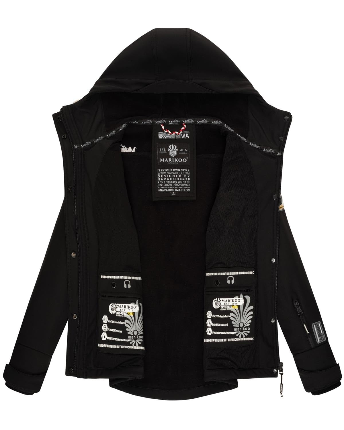 MARIKOO Damen Softshell Jacke Winterjacke wasserabweisend Outdoor B864