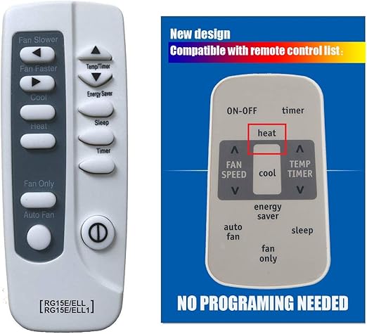 Replacement for Frigidaire Air Conditioner Remote Control Model Number: RG15E/E-ELL RG15E/E-ELL1 (Part Number: 5304477003 5304492053 5304483073)