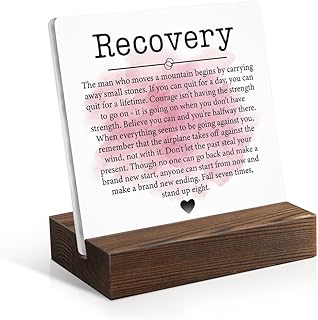Recovery Acrylic Sign with Wooden Stand, Recovery Gifts for Men Women, Sobriety Gifts for Family Friend, Sober Encouragement Gifts, Sobriety Anniversary Plaque, Addiction Recovery Gifts