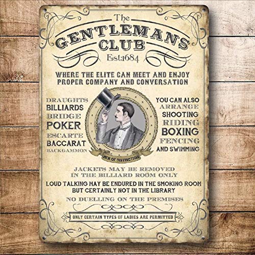 DOGT Metal tin sign 8x12 inches Gentleman's Club Poker Billiards Boxing Steel Plaque Poster Retro Metal Sign