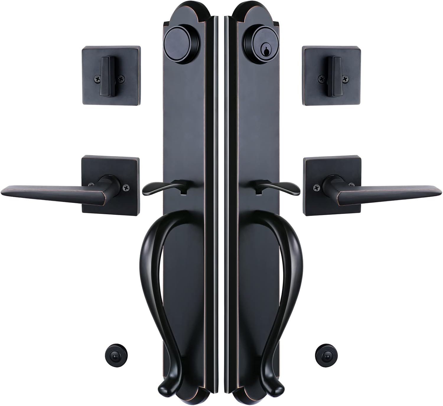 TMC Bronze Front Double Door Handleset(Keyed&Dummy Set, Bronze