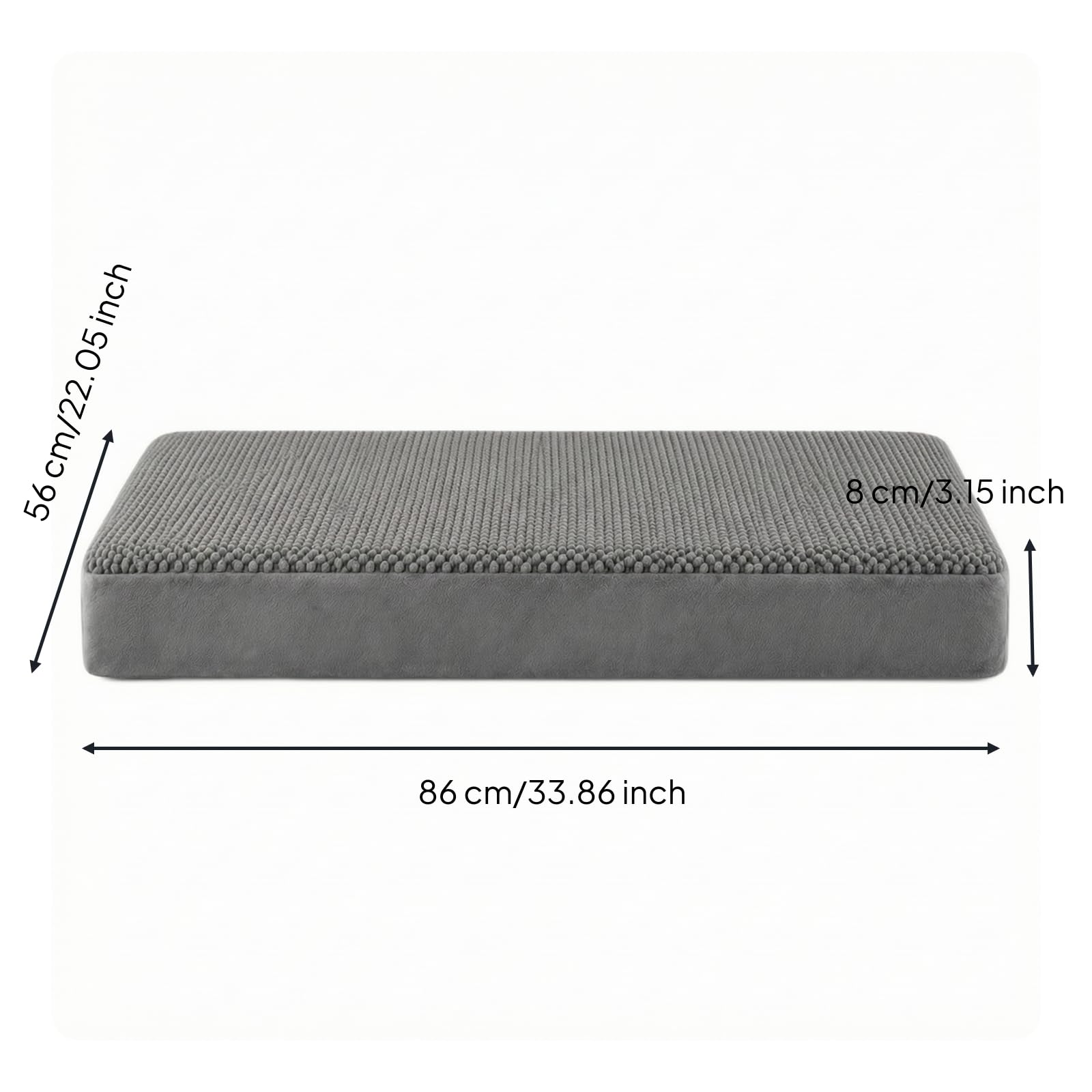 rockible Colchoneta con Base Antideslizante Lavable Cama Desenfundable Cojín para s, Sala Estar, Gris Oscuro, 86 56 8cm