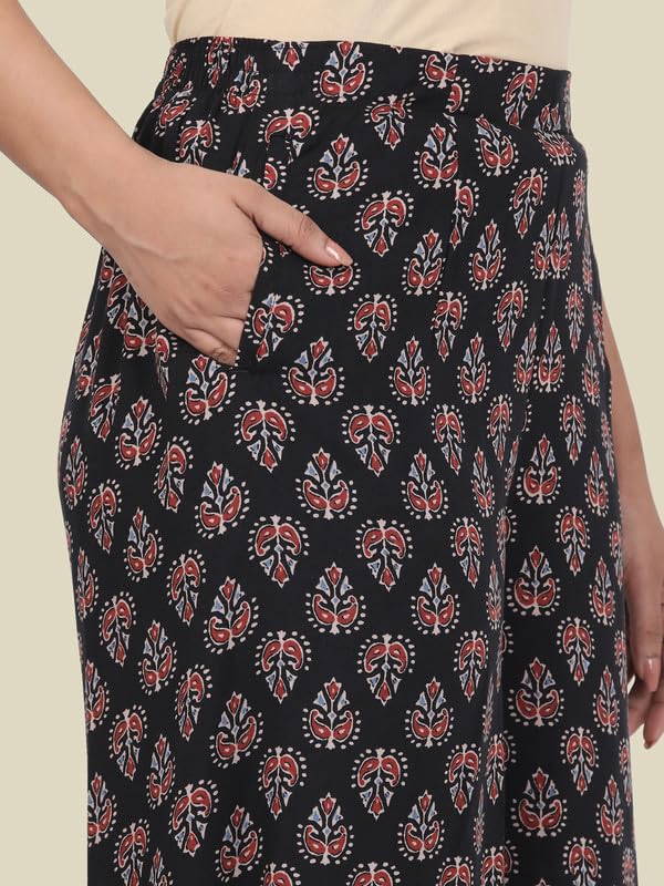 Image of GO COLORS Soft Viscose Printed Palazzo Full Length for Women| Breathable, Mid Rise
