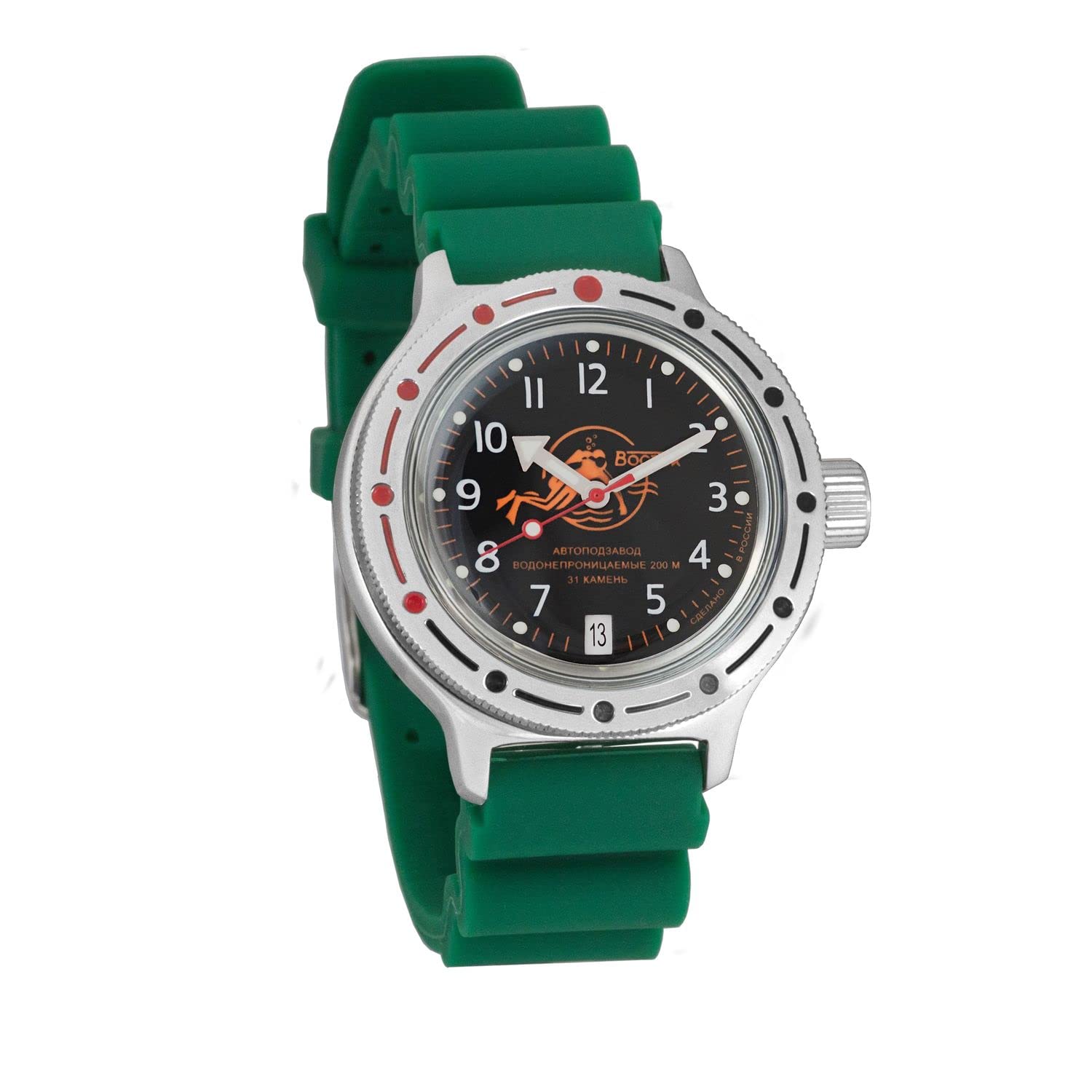 Vostok Amphibian Automatic Mens Wristwatch Self-Winding Military Diver Amphibia Case Wrist Watch #380