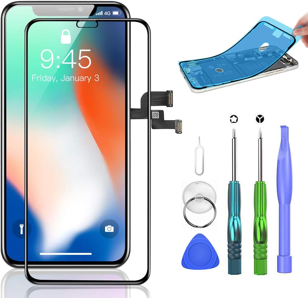 Compatible with iPhone XR Screen Replacement 6.1 inch LCD Display with 3D Touch Display Digitizer Assembly with All Repair Tools + Screen Protector + Waterproof Glue