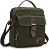 RAVUO Shoulder Bag for men, Water Resistant Small Canvas Messenger Bag Satchel Crossbody Bag for Travel and Work Green