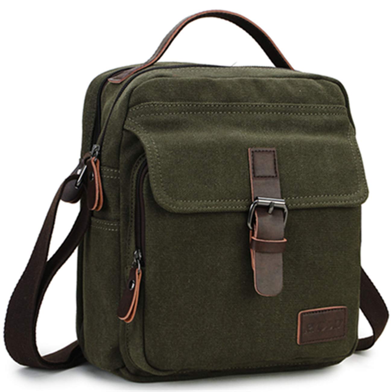 RAVUO Small Messenger Bag for Men Water Resistant Canvas Satchel Purse Vintage Shoulder Crossbody Bag for Travel Work