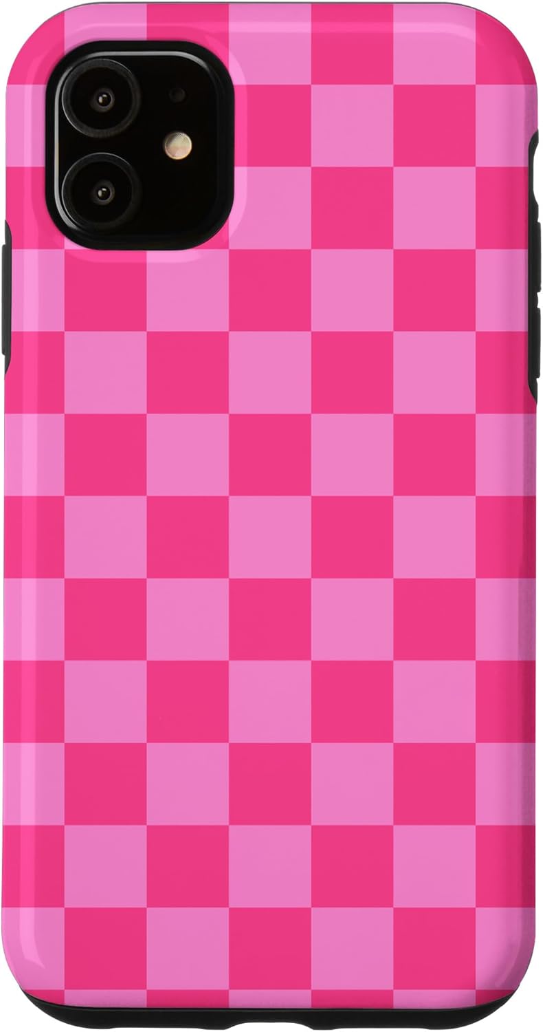 iPhone 13 Hot Pink Classic Checkered Big Checkerboard Case Case