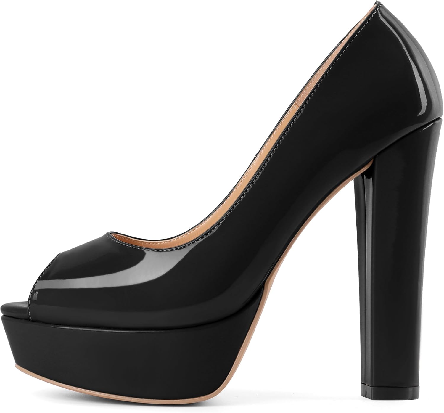 Mettesally Women's Platform High Block Heels Open Peep Toe Chunky Heeled Sandals Slip on Wedding Fashion Shoes Beige2 US Size 10 - Image 5