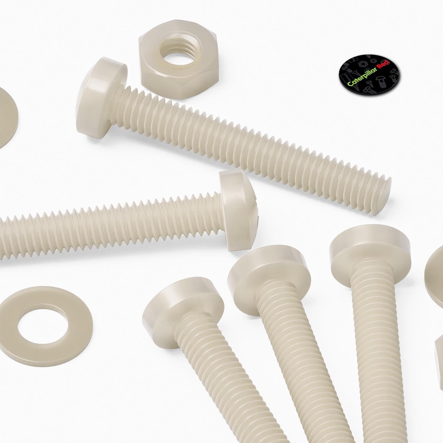 50 x Nylon Pan Head, Crosshead Plastic Machine Screws, M3 x 20mm, Plastic Bolts, Nuts & Washers, (3/32 x 25/32 in)