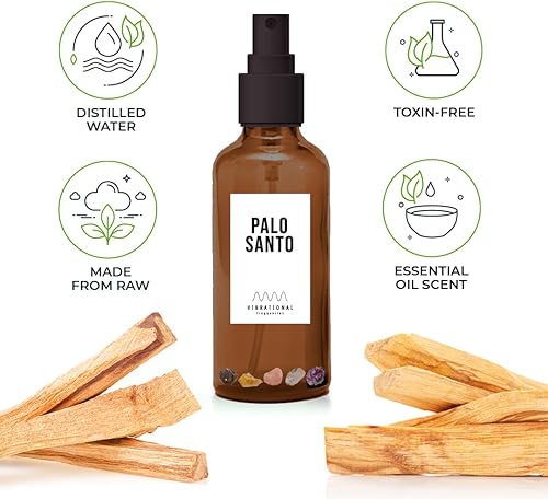 Miniatura 4 de Palo Santo - Spray para manchas con cristales de cuarzo para cuerpo y espacio, limpiador de energía negativa, ambientador natural en aerosol,