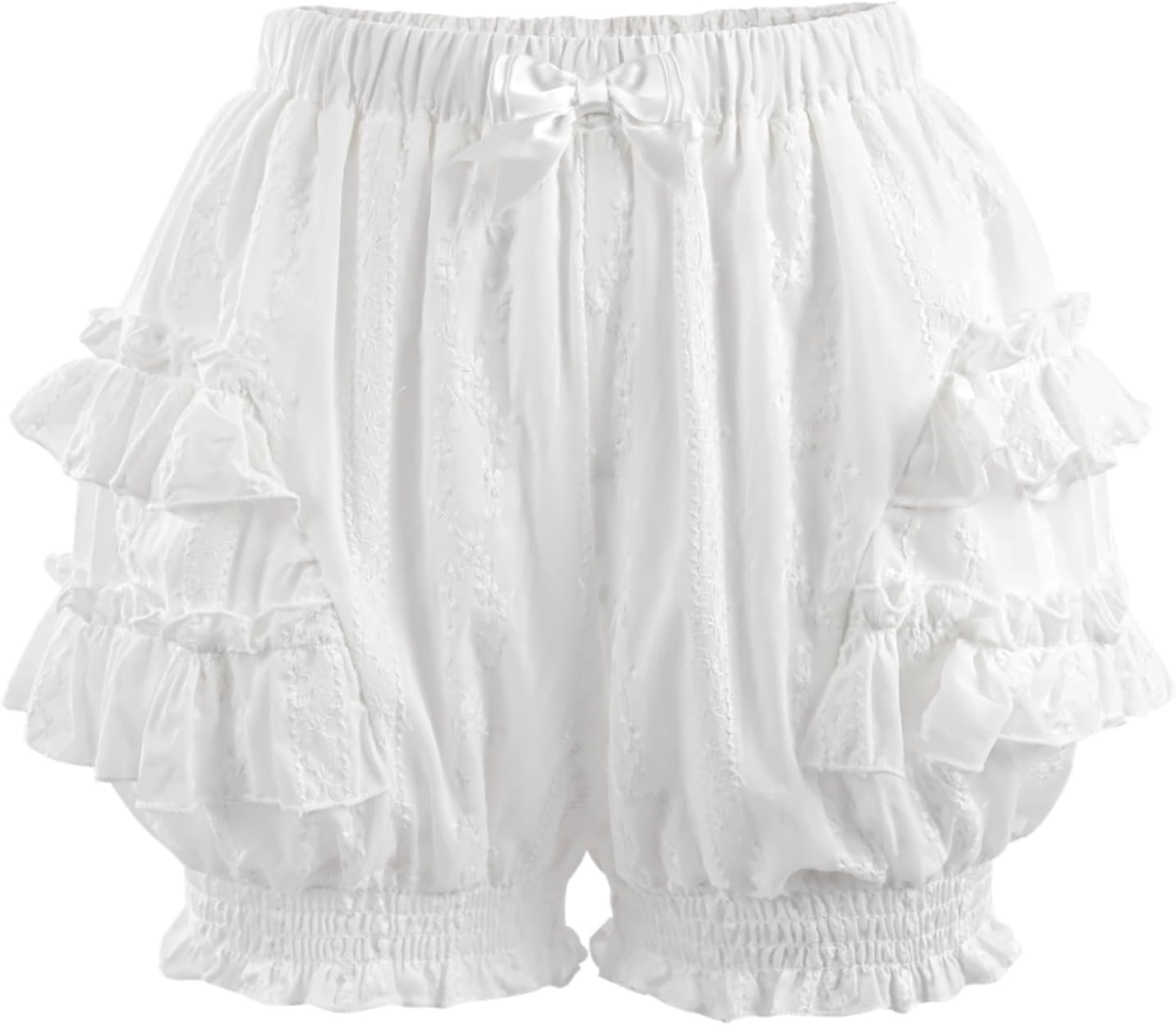 NSPSTT White Ruffle Bloomers for Women Lace Ruffle Shorts Ruffle Trim Bloomer Shorts