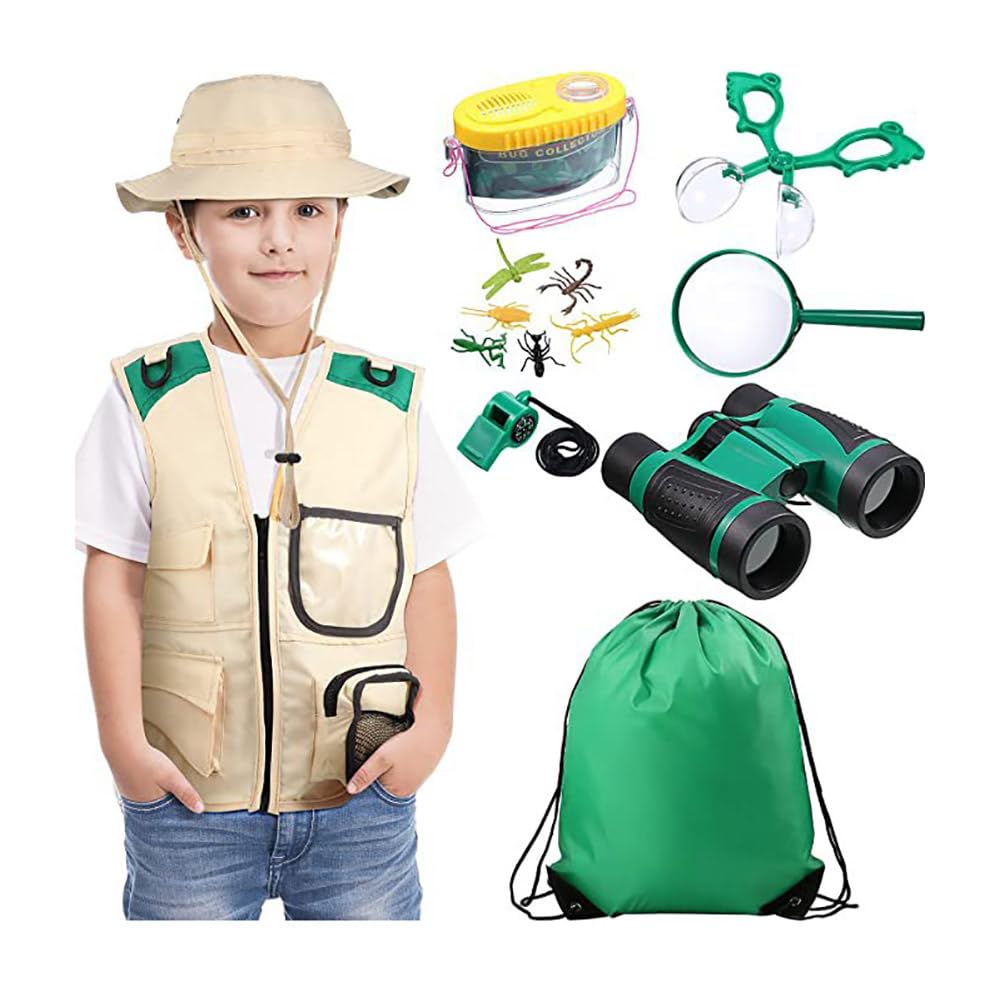Explorer Kit for Kids Children's Toy with Washable Premium Backyard Safari Vest and Adventure kit or Paleontologist Costume Full Kids Explorer Set