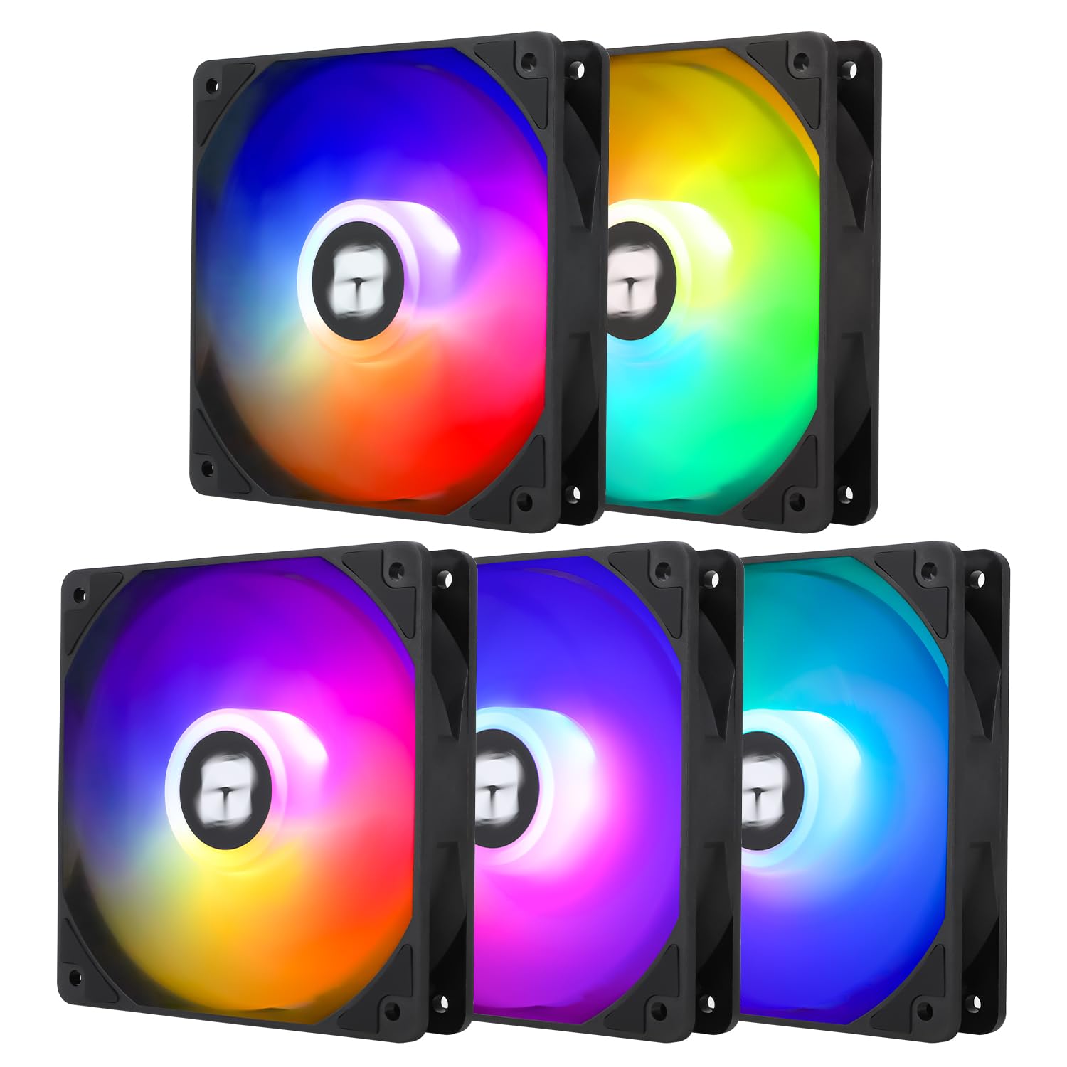 TR-Thermalright TL-C12C-S X5 120mm 5er-Pack CPU PWM ARGB Lüfter, 1550U/min Stille Kühlung, Schwarzer CPU-Lüfter, Kann mit Chassis/CPU-Kühler Gekoppelt Werden