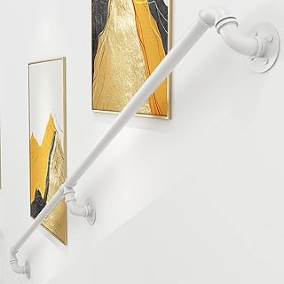 Poręcz na schody do użytku na zewnątrz i wewnątrz żelazna metalowa przemysłowa poręcz retro, wielofunkcyjny drążek nośny, 10/9,1/8,2/7,2/6,5/5,9/6 m długości (kolor: Biały, rozmiar: 200 cm