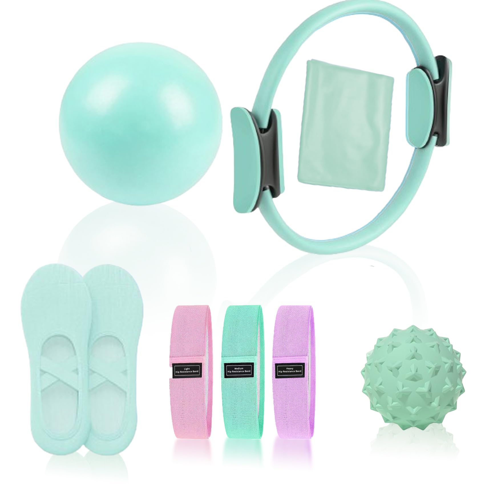 Pilates Essentials Kit for Women, Pilates Equipment, for Home Workouts with Ring and Ball Set, 3pcs Booty Bands, Yoga Bands for Stretching, Fascia Ball, Yoga Socks