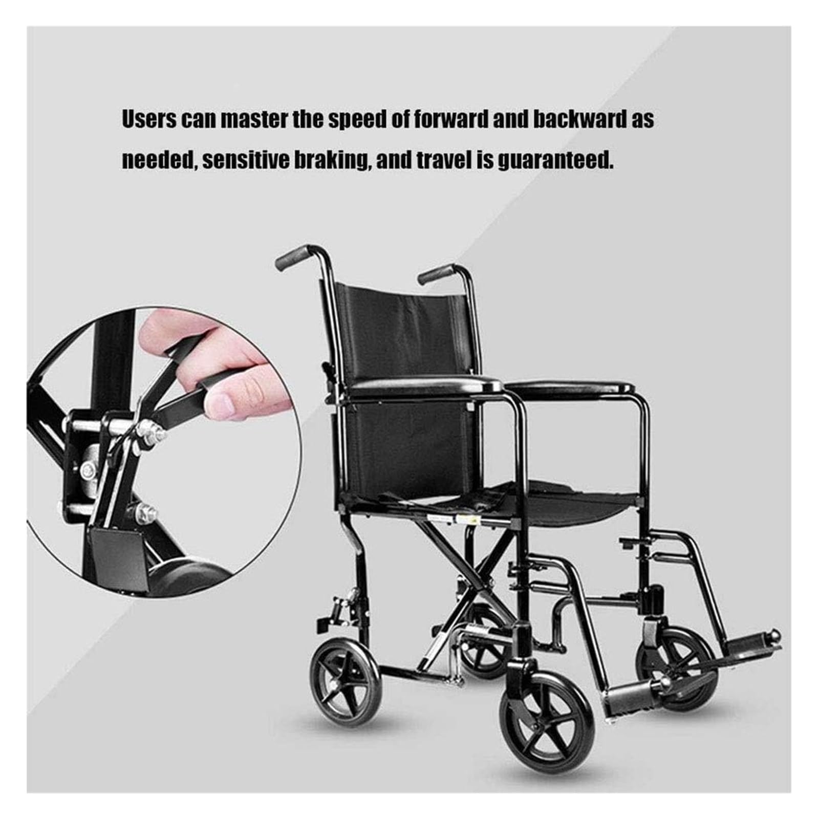 Sillas de Ruedas Silla de Ruedas Manual Plegable Ligera de Aluminio Ultraligera Portátil Ancianos Discapacitados Empuje la Mano Puede Soportar 200Kg Adulto